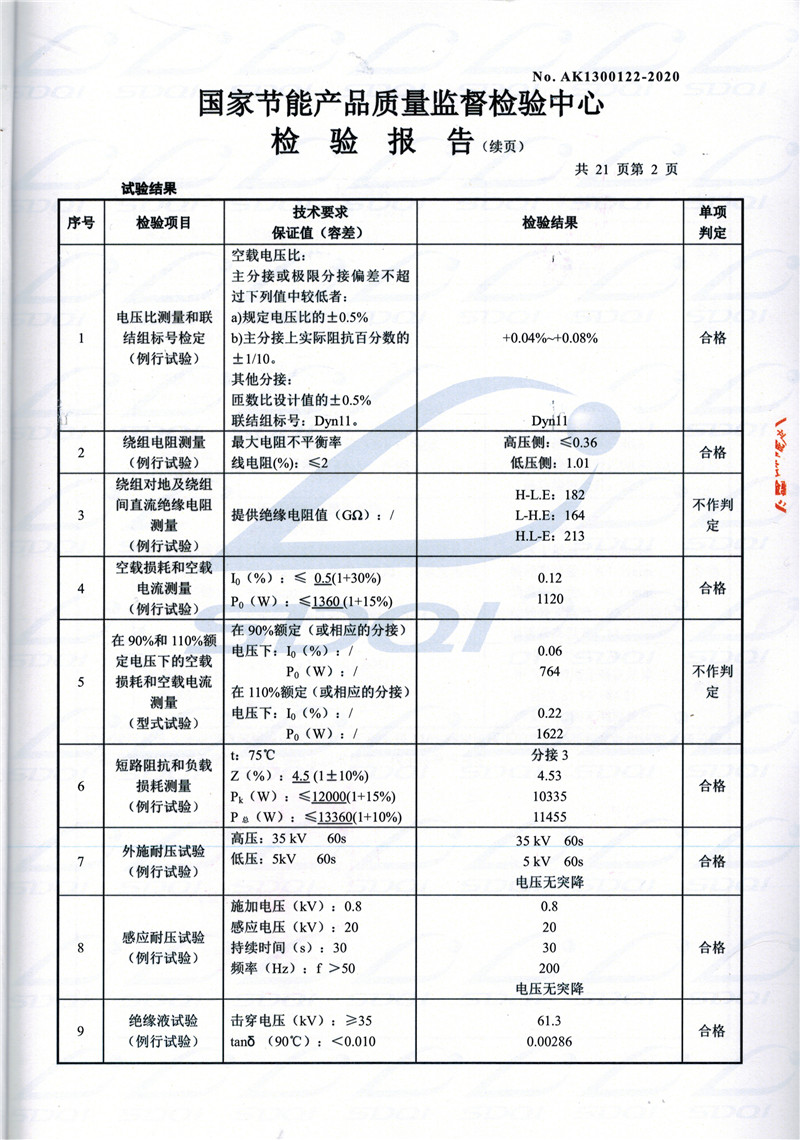 高低压试验报告-S11-1250乾安乾安乾安油浸式变压器-2.jpg